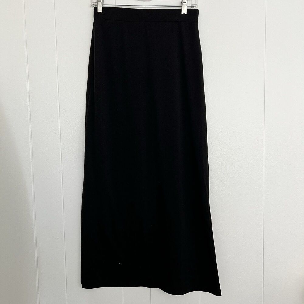 Ambiance Apparel Classic Black Stretch Cotton-Feel Casual Maxi Skirt Women’s M